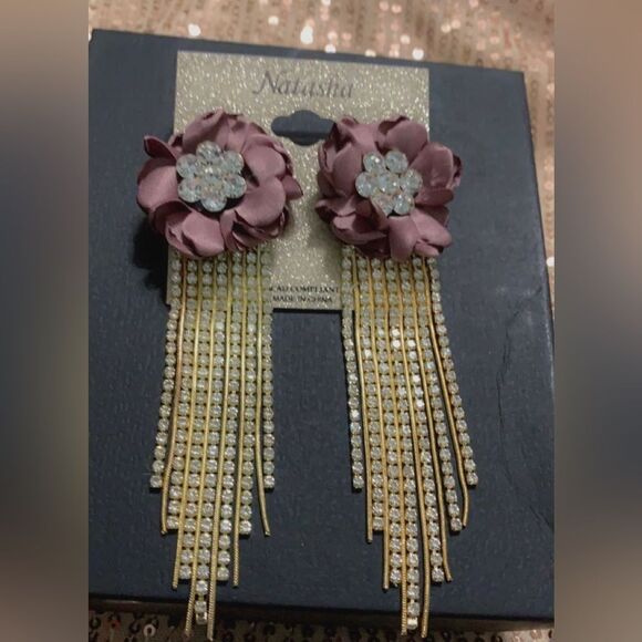New Natasha Couture Chandelier Earrings : Mauve - Picture 5 of 5